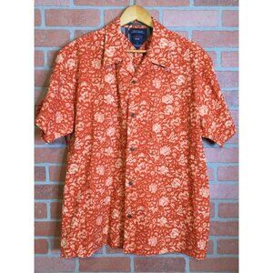 Tommy Jeans Men's Floral Hawaiian Button-Up Shirt Short Sleeve Size Large